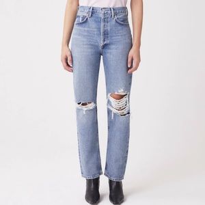 Agolde 90's Pinch Waist Backdrop Sz 28 EUC Straight Trend Loose Fit Distressed